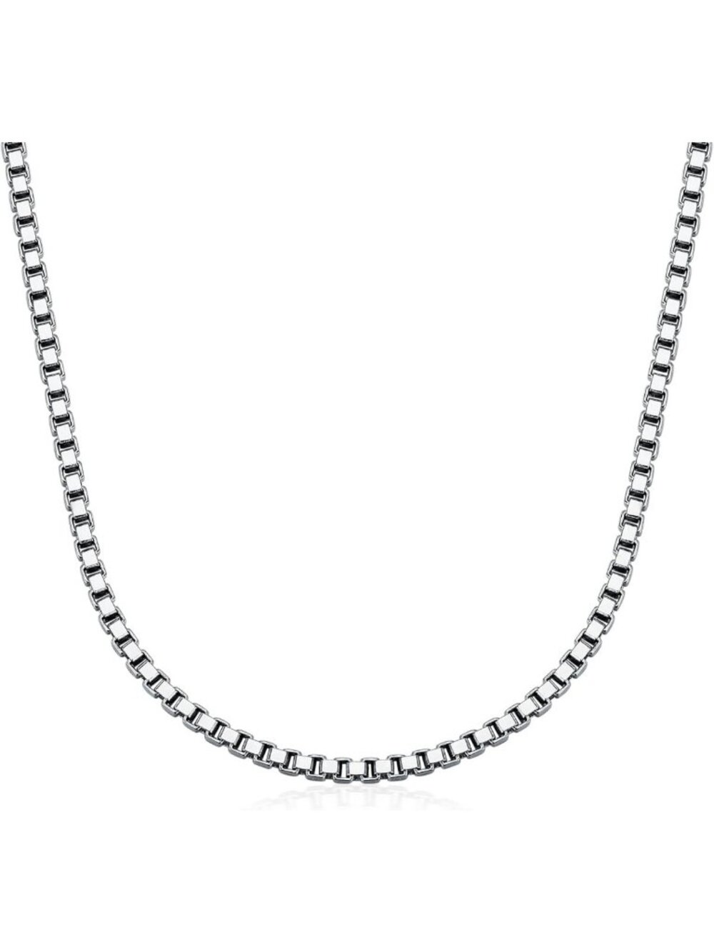 Sterling Silver Box Chain Necklace for Women & Men, 18-26 Inches, Multiple